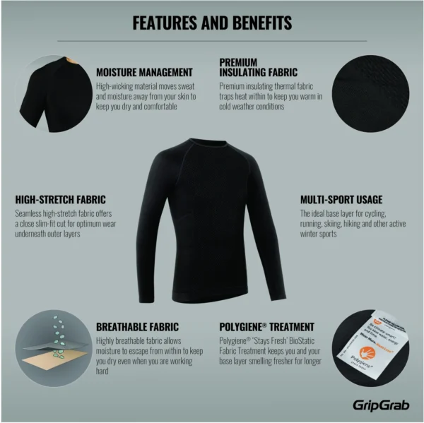 GripGrab Expert 2 Thermal Seamless Long Sleeve Base Layer - Image 3