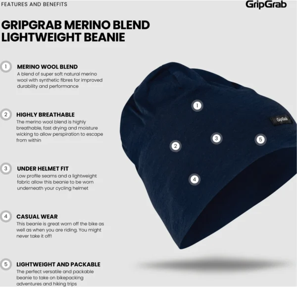 GripGrab merino blend lightweight beanie - Billede 3
