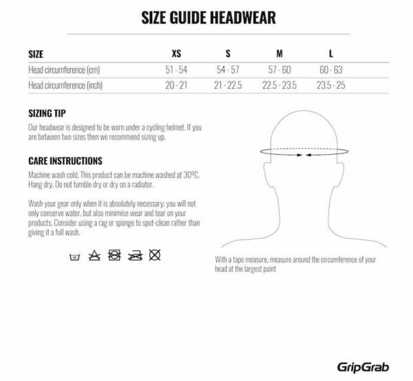 Size guide gripgrab