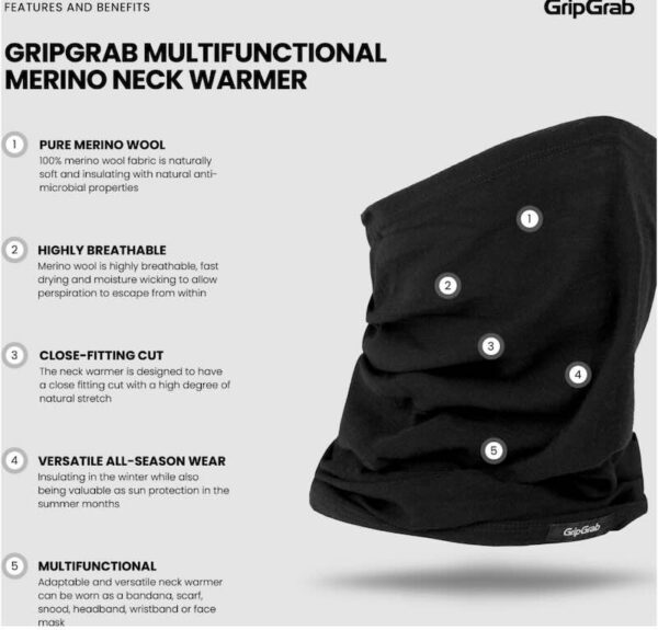 GripGrab Multifunktionel merino halsedisse - Image 3