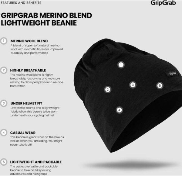 GripGrab merino blend lightweight beanie - Image 3