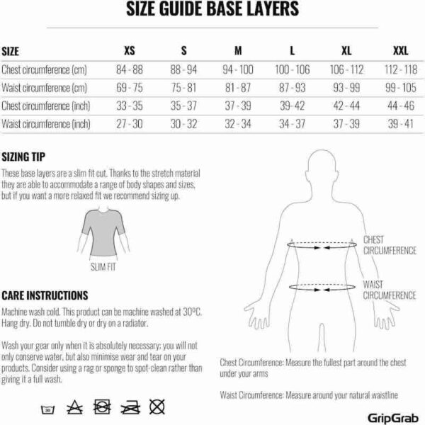 Size guide baselayer