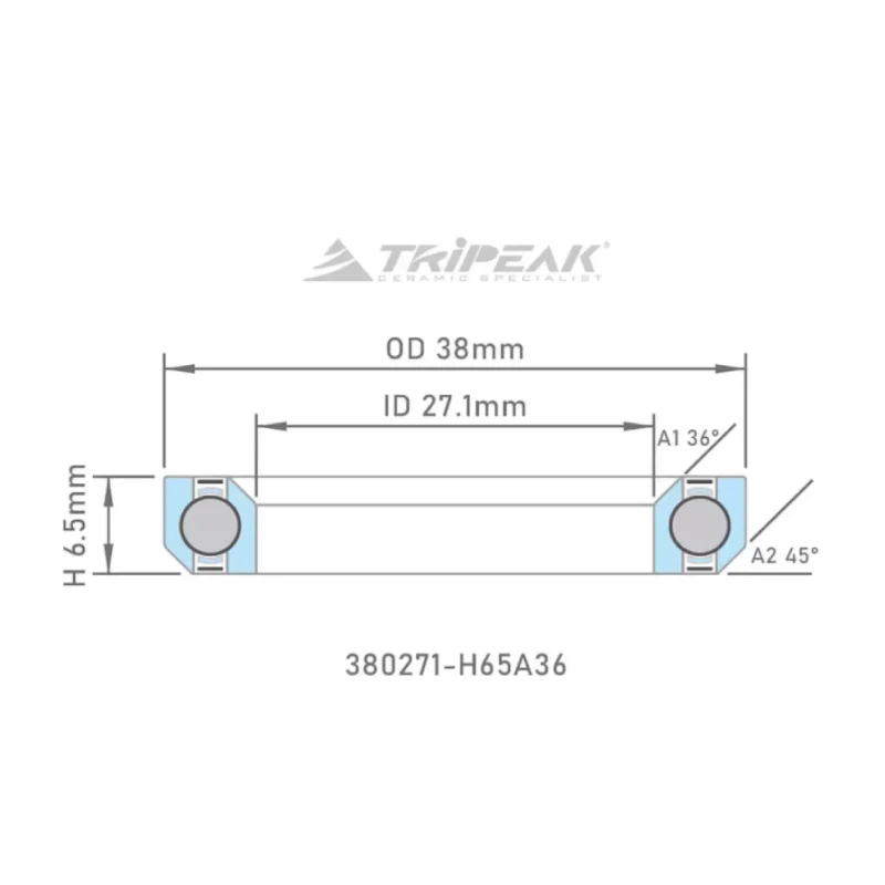 Tripeak styrfittingsleje 38 x 27.1 x 6.5 – 36/45