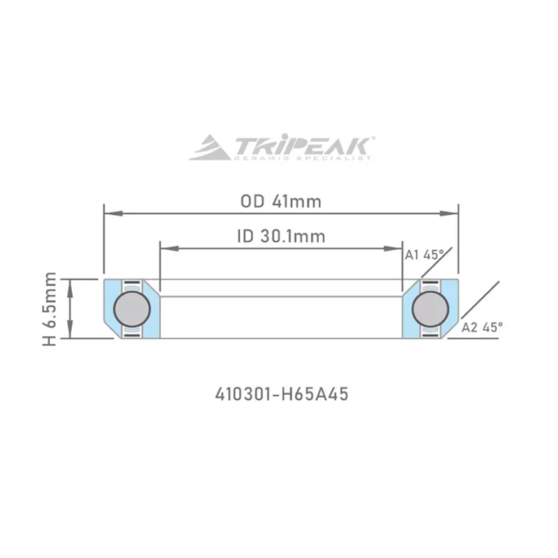 Tripeak styrfittingsleje 41 x 30.1 x 6.5 – 45/45