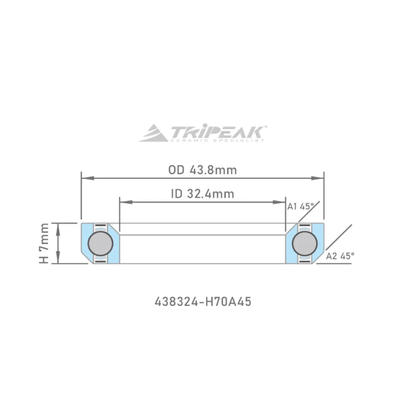 Tripeak styrfittingsleje 43.8 x 32.4 x 7 – 45/45