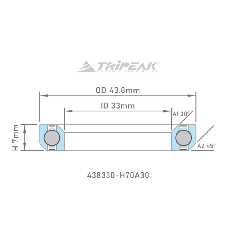 Tripeak styrfittingsleje 43.8 x 33 x 7 – 30/45
