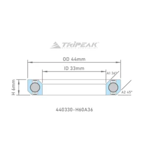 Tripeak styrfittingsleje 44 x 33 x 6 – 36/45