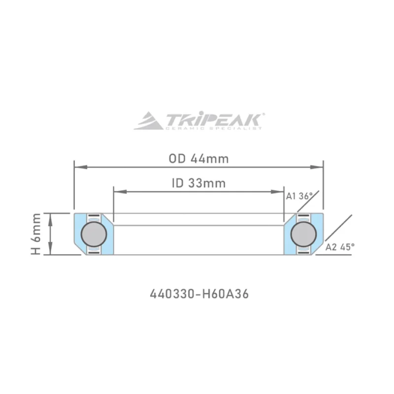 Tripeak styrfittingsleje 44 x 33 x 6 – 36/45