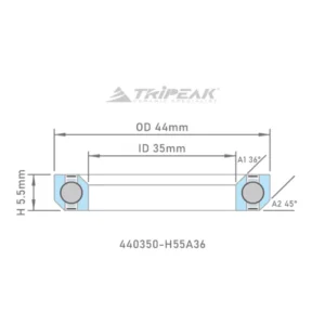 Tripeak styrfittingsleje 44 x 35 x 5.5 – 36/45