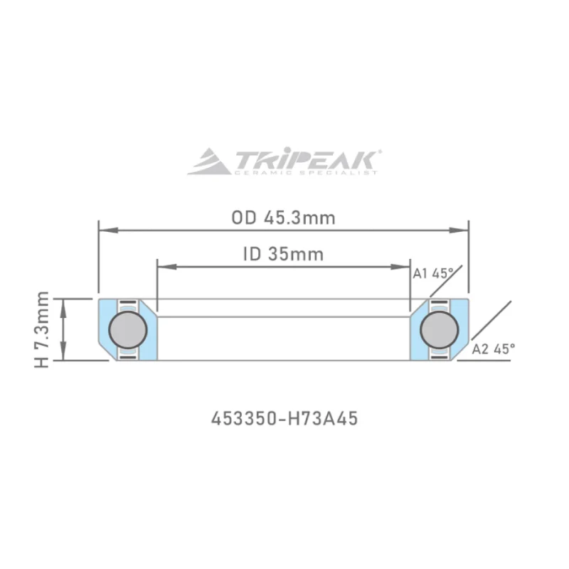 Tripeak styrfittingsleje 45.3 x 35 x 7.3 – 45/45