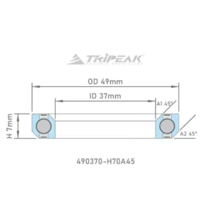 Tripeak styrfittingsleje 49 x 37 x 7 – 45/45 - JetStream Pro G3 keramiske