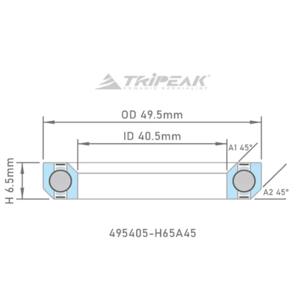 Tripeak styrfittingsleje 49.5 x 40.5 x 6.5 – 45/45