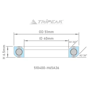 Tripeak styrfittingsleje 51 x 40 x 6.5 – 36/36 - black oxide coating