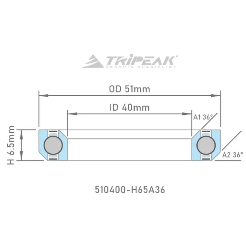 Tripeak styrfittingsleje 51 x 40 x 6.5 – 36/36 - black oxide coating