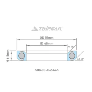 Tripeak styrfittingsleje 51 x 40 x 6.5 – 45/45 - black oxide coating