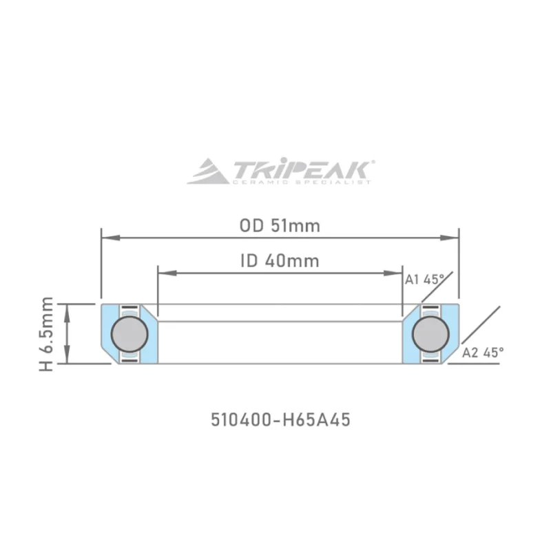 Tripeak styrfittingsleje 51 x 40 x 6.5 – 45/45 - black oxide coating