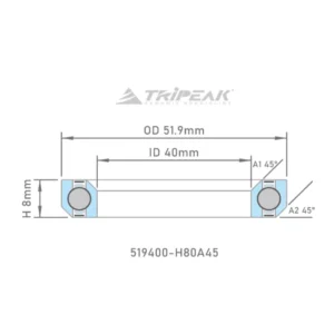 Tripeak styrfittingsleje 51.9 x 40 x 8 – 45/45 - JetStream Pro G3 keramiske