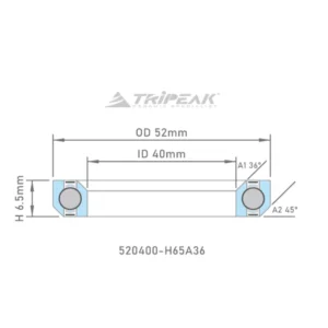 Tripeak styrfittingsleje 52 x 40 x 6.5 – 36/45