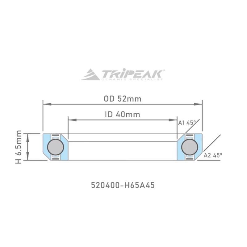 Tripeak styrfittingsleje 52 x 40 x 6.5 – 45/45