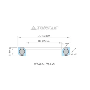 Tripeak styrfittingsleje 52 x 42 x 7 – 45/45