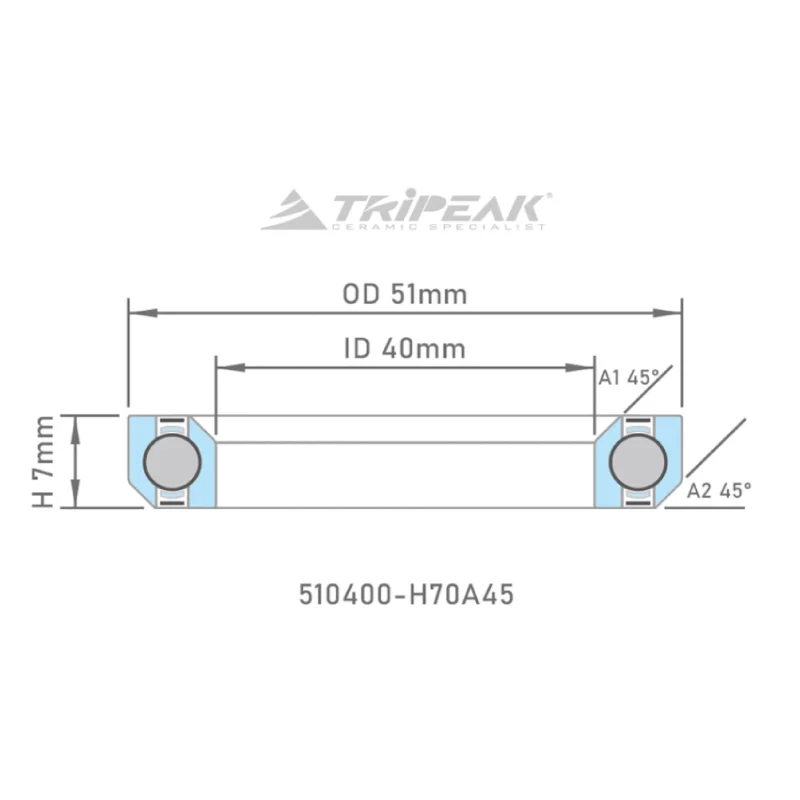 Tripeak styrfittingsleje 51 x 40 x 7 – 45/45
