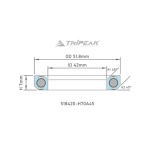 Tripeak styrfittingsleje 51.8 x 42 x 7 – 45/45